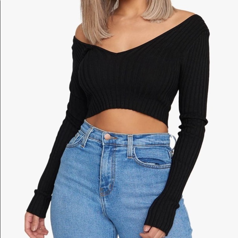 Black Knit Crop Top